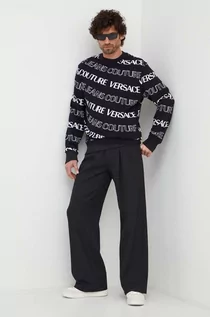 Bluzy męskie - Versace Jeans Couture bluza bawełniana męska kolor czarny wzorzysta - grafika 1