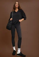 Legginsy - Stradivarius Legginsy z wycięciami do kostki Czarny S - miniaturka - grafika 1