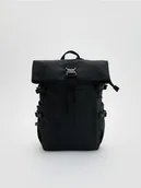 Plecaki - Reserved - Wodoodporny plecak z rolowanym zapięciem - czarny - miniaturka - grafika 1