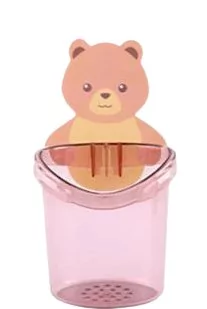 Pojemnik Kubek Na Szczoteczki Naścienny Miś Pink - Wieszaki łazienkowe - miniaturka - grafika 1