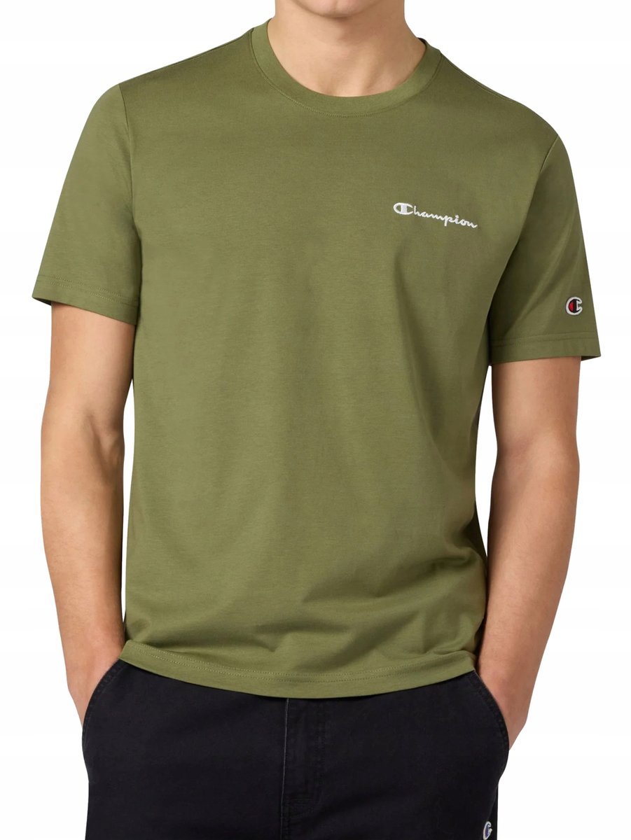 KOSZULKA męska CHAMPION 221798-GS156 bawełniana sportowa zielona t-shirt XL XL