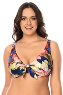 Stroje kąpielowe - Vivisence 3203 granatowe kwiaty 80D Kostium kąpielowy biustonosz miękki - miniaturka - grafika 1