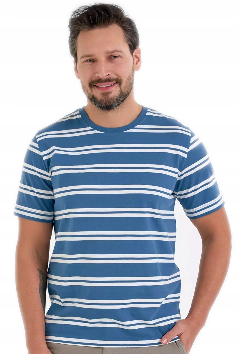 T-shirt Męski Bawełniany w Paski Klasyczny Krótki Rękaw Koszulka MORAJ 3XL