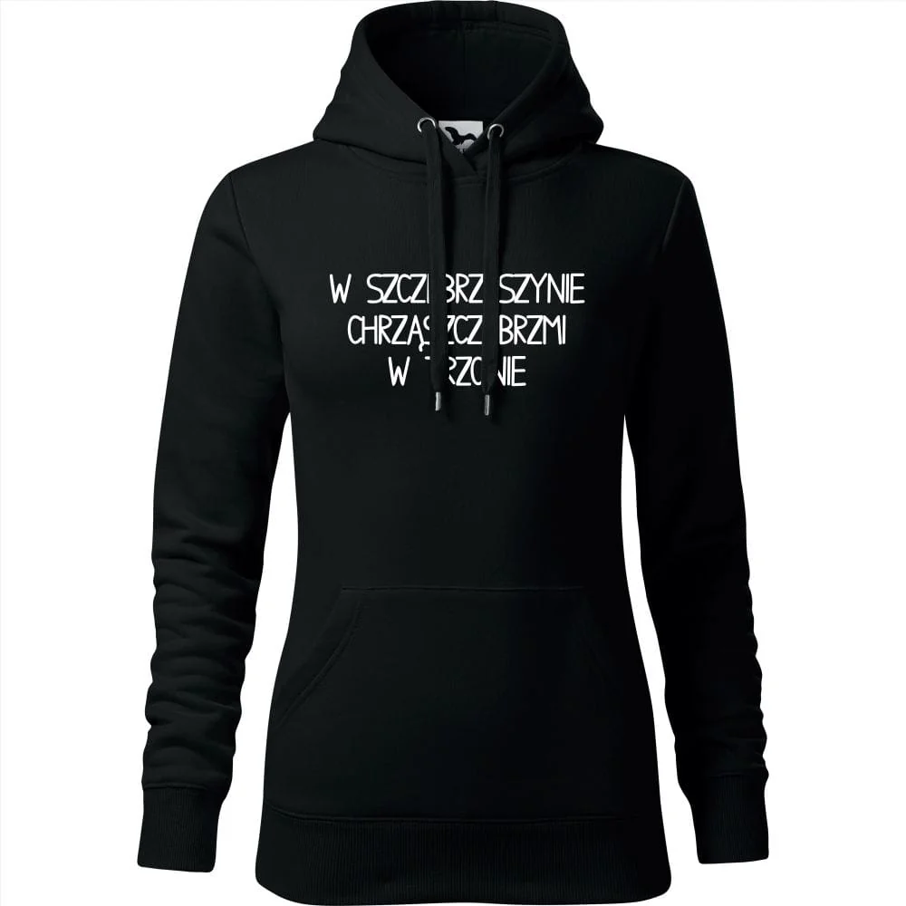 Damska Bluza Z Kapturem - W Szczebrzeszynie Chrząszcz Brzmi W Trzcinie Czarny 2xl