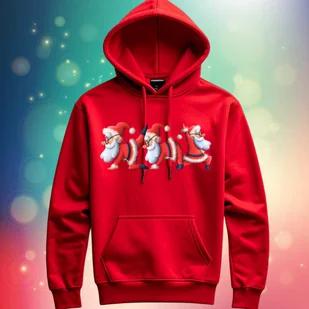 Bluza uniwersalna typu kangurka z kapturem Świąteczna Mikołajki czerwona 2XL Święta - Bluzy męskie - miniaturka - grafika 1