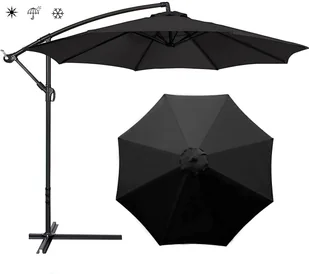 Poszycie wymienne materiał parasola ogrodowego 8 ramion 300cm - czarne - Parasole ogrodowe - miniaturka - grafika 1