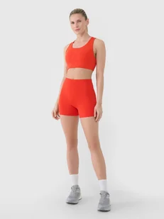 Damskie legginsy krótkie treningowe 4F 4FRSS25TFSTF021 - czerwone - Spodenki damskie - miniaturka - grafika 1