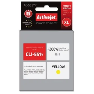 ActiveJet AC-551YR zamiennik Canon CLI-551Y - Tusze zamienniki - miniaturka - grafika 1