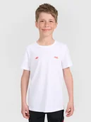 Koszulki dla dziewczynek - 4F T-shirt regular z nadrukiem dziecięcy 4F JUNIOR x Robert Lewandowski - biały 122 (6-7 lat) - miniaturka - grafika 1