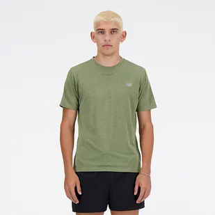 Koszulka męska New Balance MT41253DEK  zielona - Koszulki męskie - miniaturka - grafika 1