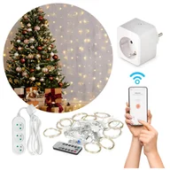 Oświetlenie świąteczne - Kurtyna 300 LED 3x3m 8 funkcji z pilotem + gniazdko SMART WIFI + przedłużacz 3m - miniaturka - grafika 1