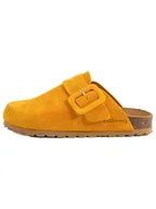 Klapki i japonki damskie - billowy Skórzane chodaki w kolorze żółtym - miniaturka - grafika 1