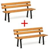 Ławki ogrodowe - Ławka na zewnątrz WOODY z oparciem 1+1 GRATIS, 1500 mm, limba - miniaturka - grafika 1