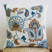 Inne - TEMU Miękka i Wytrzymała Poszewka na Poduszkę z Haftem Kwiatowym i Niewidocznym Zamkiem - Idealna do Sypialni, Dekoracji Sofy Pokrycie z Poliestru, - miniaturka - grafika 1