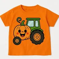 Koszulki dla dziewczynek - Pomarańczowa koszulka NA DZIEŃ DYNI Z TRAKOREM - miniaturka - grafika 1