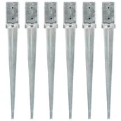 Kołki - VidaXL Kołki gruntowe, 6 szt., srebrne, 8x8x76 cm, stal galwanizowana - miniaturka - grafika 1