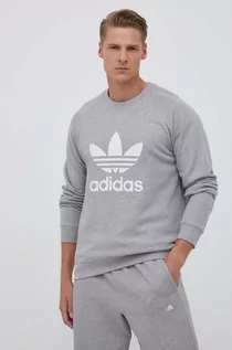 Bluzy męskie - adidas Originals bluza bawełniana męska kolor szary z nadrukiem - grafika 1