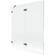 Parawany nawannowe - Mexen Lunar parawan nawannowy 2-skrzydłowy lewy 140 x 150 cm, transparent, gun metal - 897-140-100-95-00-L - miniaturka - grafika 1