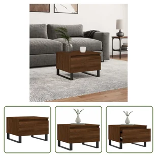 The Living Store stolik kawowy brązowy dąb 50x46x35 cm materiał drewnopochodny - Ławy i stoliki kawowe The Living Store stolik kawowy brązowy dąb 50x46x35 cm materiał drewnopochodny - Ławy i stoliki kawowe - miniaturka - grafika 1