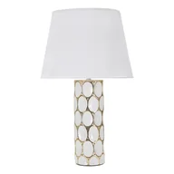 Noże stołowe - Ceramiczna lampa stołowa w biało-złotym kolorze z tekstylnym kloszem (wys. 56 cm) Glam Carv – Mauro Ferretti - miniaturka - grafika 1