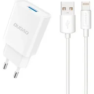 Ładowarki do telefonów - Ładowarka sieciowa Dudao A4EU USB-A 2.1A - biaa + kabel USB-A - Lightning - miniaturka - grafika 1