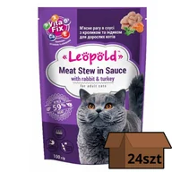 Mokra karma dla kotów - Leopold Gulasz w sosie z królikiem i indykiem dla kotów 24x100g - miniaturka - grafika 1