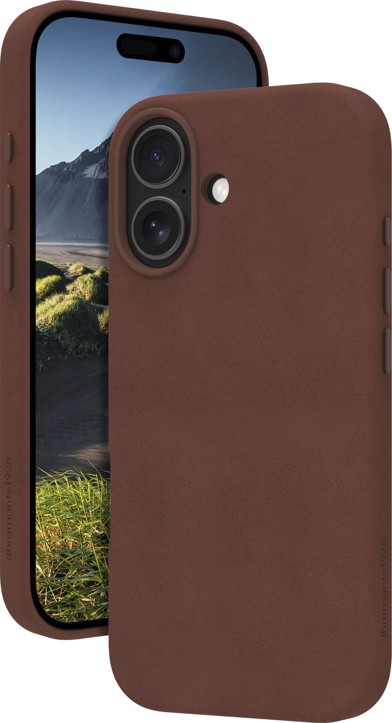 D Bramante dbramante1928 Roskilde - Hintere Abdeckung fur Mobiltelefon - kompatibel mit MagSafe - genarbtes Leder - Dark Tan RO63GT006636