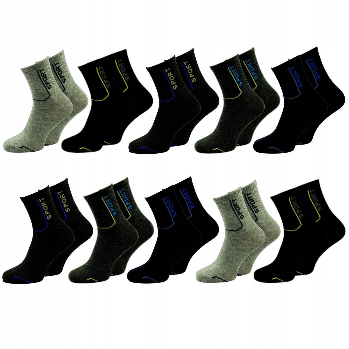 10x Skarpety Skarpetki Męskie Za Kostkę Zestaw Bawełniane SPORT 43-46