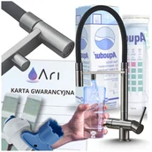 Baterie kuchenne - Bateria Kuchenna Trójdrożna z Obrotową Wyciąganą Wylewką Kran Do Kuchni Filtr HighFlex - GRAFIT - miniaturka - grafika 1