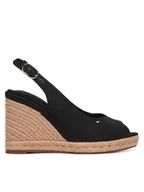 Espadryle damskie - Tommy Hilfiger Espadryle Flag High Wedge Espad Slingback FW0FW09343 Czarny - miniaturka - grafika 1