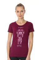 Koszulki sportowe damskie - Koszulka damska z merino Brubeck Outdoor Wool Pro SS12720A śliwkowy lotos - miniaturka - grafika 1