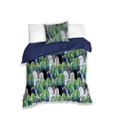 Pościel - Pościel Bawełna Satyna 220x200 - Liście granat zieleń - miniaturka - grafika 1