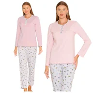 Piżamy damskie - PIŻAMA DAMSKA BAWEŁNIANA MORELLA DŁUGI RĘKAW DŁUGIE SPODNIE ELEGANCKA WYGODNA BAWEŁNA 100% KOBIECA XXL - miniaturka - grafika 1
