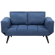 Sofy i kanapy - Beliani Sofa rozkładana tapicerowana ciemnoniebieska BREKKE - miniaturka - grafika 1