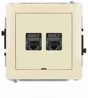 Gniazdka elektryczne - Gniazdo komputerowe Karlik Deco 1DGKBO-10 podwójne 2xRJ45, kategoria 7, ekranowane, ośmiostykowy, bez pola opisowego beżowe - miniaturka - grafika 1