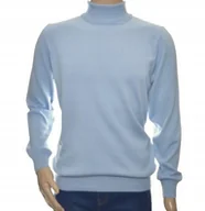 Swetry męskie - Sweter z golfem golf męski bawełniany pod marynarkę gładki 2XL XXL błękitny - miniaturka - grafika 1