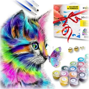 Zestaw do malowania po numerach - kot i motyl - Malowanie po numerach Zestaw do malowania po numerach - kot i motyl - Malowanie po numerach - miniaturka - grafika 1