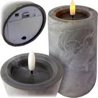 Świece - ŚWIECZKA NA BATERIE 12,5CM EFEKT BETONU ŚWIECA LED WKŁAD PŁOMIEŃ PŁOMIENIA - miniaturka - grafika 1