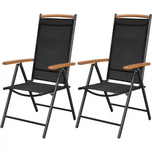 vidaXL vidaXL Składane krzesła ogrodowe 2 szt, aluminium, czarne - Fotele i krzesła ogrodowe - miniaturka - grafika 1