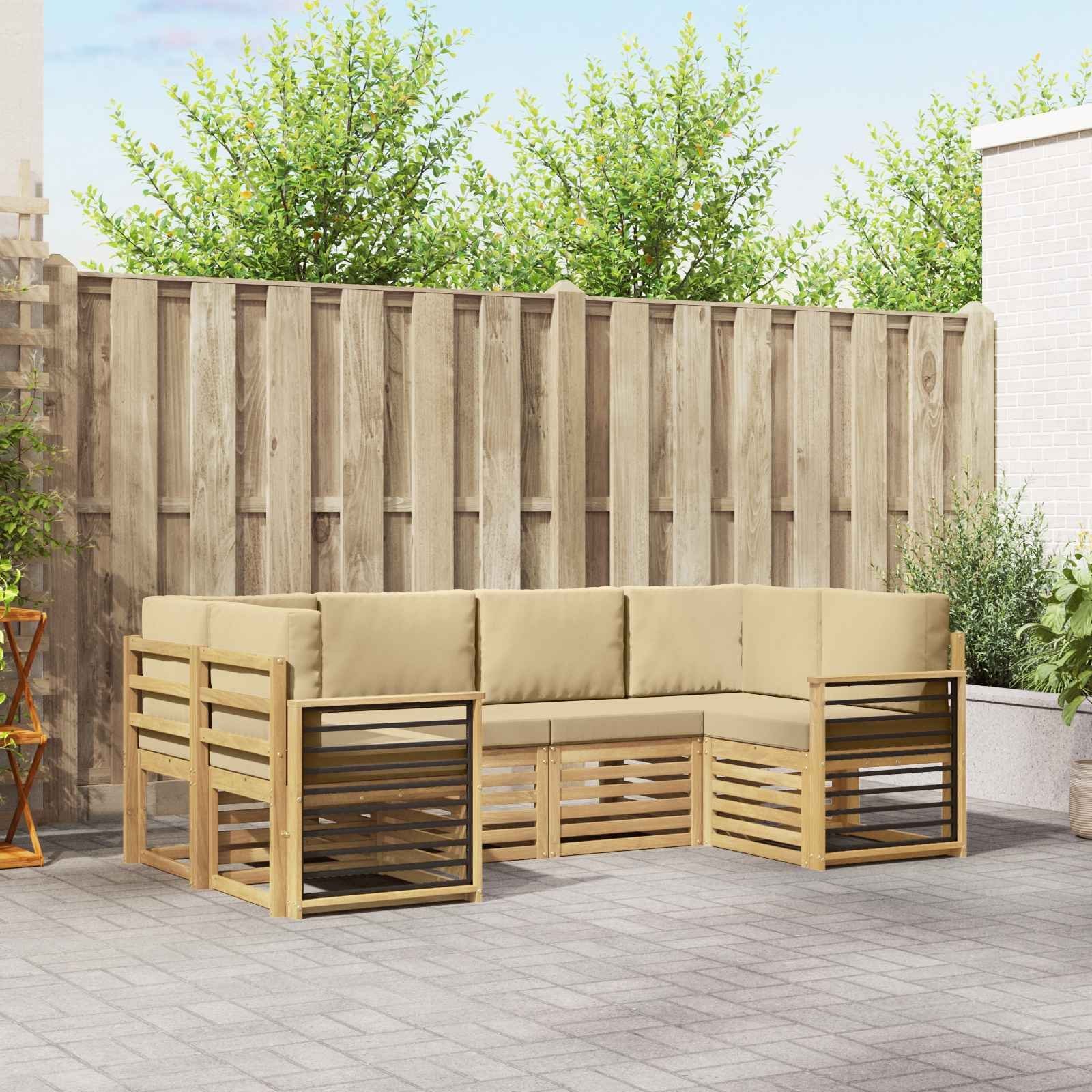 vidaXL Zestaw sofy narożnej 6 pcs Biały i Beżowy 245 x 128,5 x 73 cm