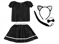 Stroje karnawałowe - ZESTAW KOTEK CZARNY 116-128 5el - miniaturka - grafika 1