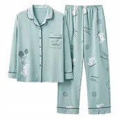 Piżamy damskie - damska PIŻAMA rozpinana KOMPLET koszula i spodnie do szpitala sanatorium L - miniaturka - grafika 1