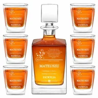 Karafki - Karafka do whisky cube z 6 szklankami i grawerem - miniaturka - grafika 1