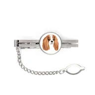 Spinki do mankietów i krawatów - Cavalier King Charles Spaniel -geometryczna spinka ze zdjęciem i napisem do krawata Art-Dog - miniaturka - grafika 1