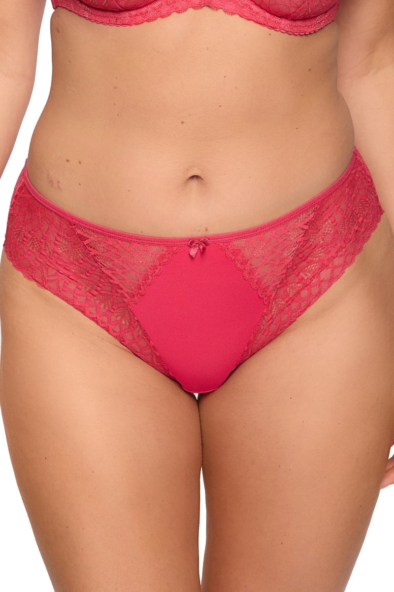 Figi damskie z koronką i tiulem Clementine 1292 koralowe 3XL