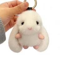 Breloki - ECARLA brelok do kluczy puchaty Króliczek Biały BRL340B - miniaturka - grafika 1