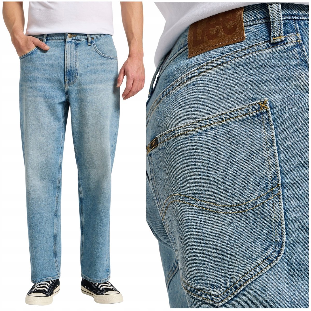 Lee ASHER LOOSE STRAIGHT Raine bardzo luźne spodnie jeansowe W30 L32