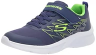 Buty dla chłopców - Skechers Sneakersy Microspec Texlor dla chłopców, Granatowy materiał tekstylny, limonkowy, srebrne wykończenie, 36 EU - miniaturka - grafika 1