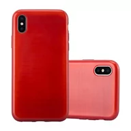 Etui i futerały do telefonów - Cadorabo Apple iPhone'a X silikonowe etui firmy cadorabo  TPU etui ochronne etui o wyglądzie szczotkowanej stal nierdzewna-Brushed wzornictwo  pokrowiec telefon komórkowy Bumper Case Back Cover, czerwony DE-114025 - miniaturka - grafika 1