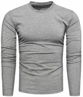Koszulki męskie - ﻿Koszulka Męska z Długim Rękawem Bawełniany Longsleeve Gładki Szary M - miniaturka - grafika 1